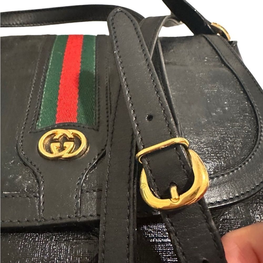 Gucci black web gg gold logo cross body bag - Picture 9 of 16